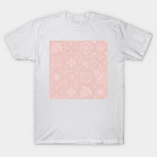 Mexican Pale Pink Talavera Tile Pattern by Akbaly T-Shirt